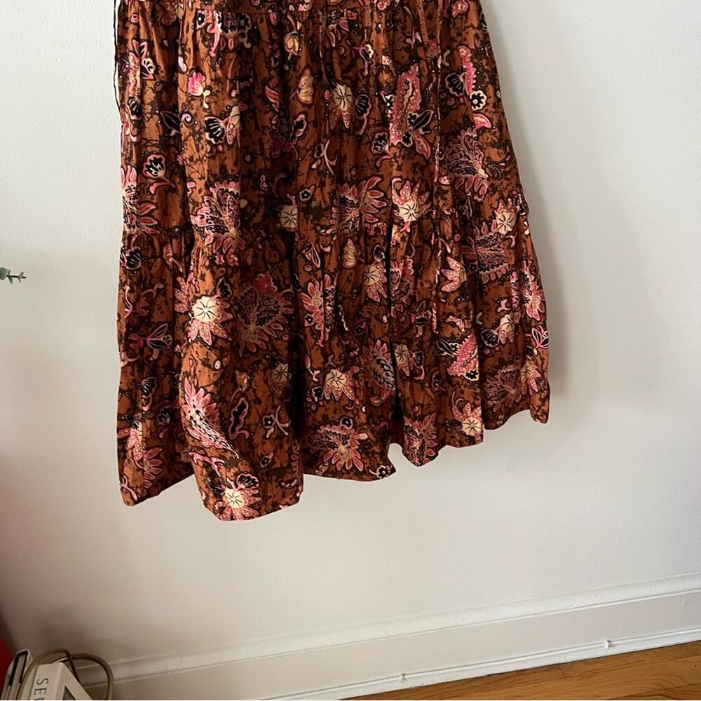 A.L.C. Mischa Printed Midi Dress in Cognac/Coral - Picture 5 of 9